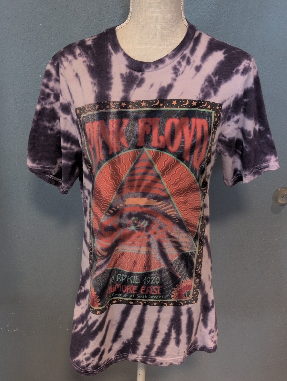 Pink Floyd 1970 Tie Dye Cotton Blend Retro Band Tee Shirt Festival Hippie Tunic